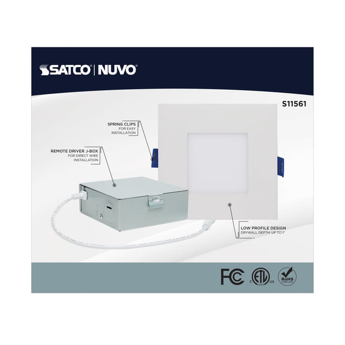 Remote Driver LED Downlight Satco S11561 9 Watt - LED Direct Wire - Low Profile Downlight - 4 Inch Square - Starfish IOT - Tunable White and RGB - 120 Volt - 90 CRI - White Finish Satco
