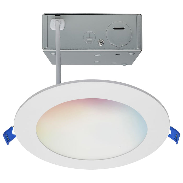 Remote Driver LED Downlight Satco S11562 12 Watt - LED Direct Wire - Low Profile Downlight - 6 Inch Round - Starfish IOT - Tunable White and RGB - 120 Volt - 90 CRI - White Finish Satco