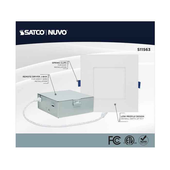Remote Driver LED Downlight Satco S11563 12 Watt - LED Direct Wire - Low Profile Downlight - 6 Inch Square - Starfish IOT - Tunable White and RGB - 120 Volt - 90 CRI - White Finish Satco