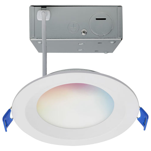 Remote Driver LED Downlight Satco S11564 9 Watt - LED Direct Wire - Low Profile Regress Baffle Downlight - 4 Inch Round - Starfish IOT - Tunable White and RGB - 120 Volt - 90 CRI - White Finish Satco