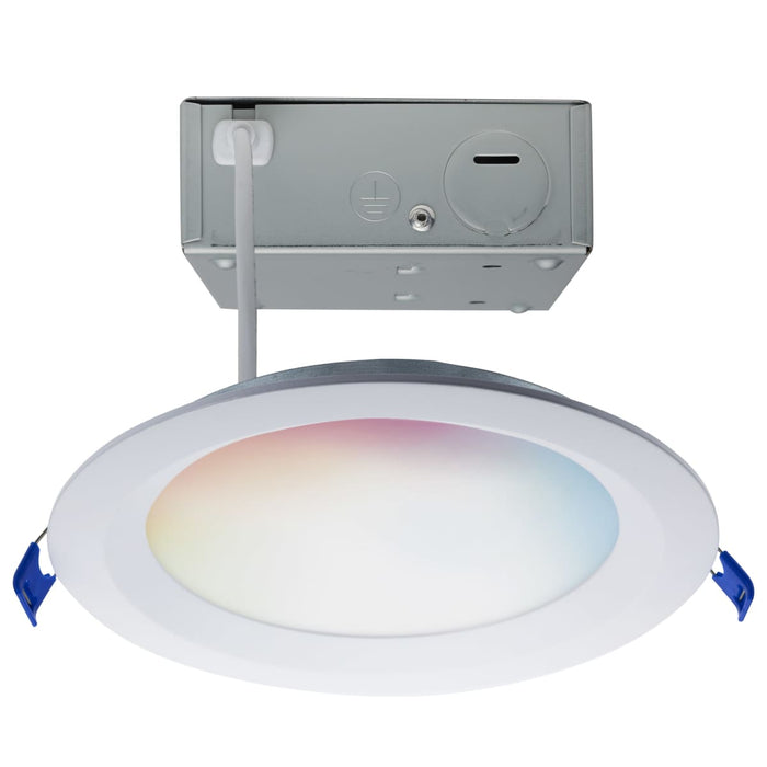 Remote Driver LED Downlight Satco S11566 12 Watt - LED Direct Wire - Low Profile Regress Baffle Downlight - 6 Inch Round - Starfish IOT - Tunable White and RGB - 120 Volt - 90 CRI - White Finish Satco