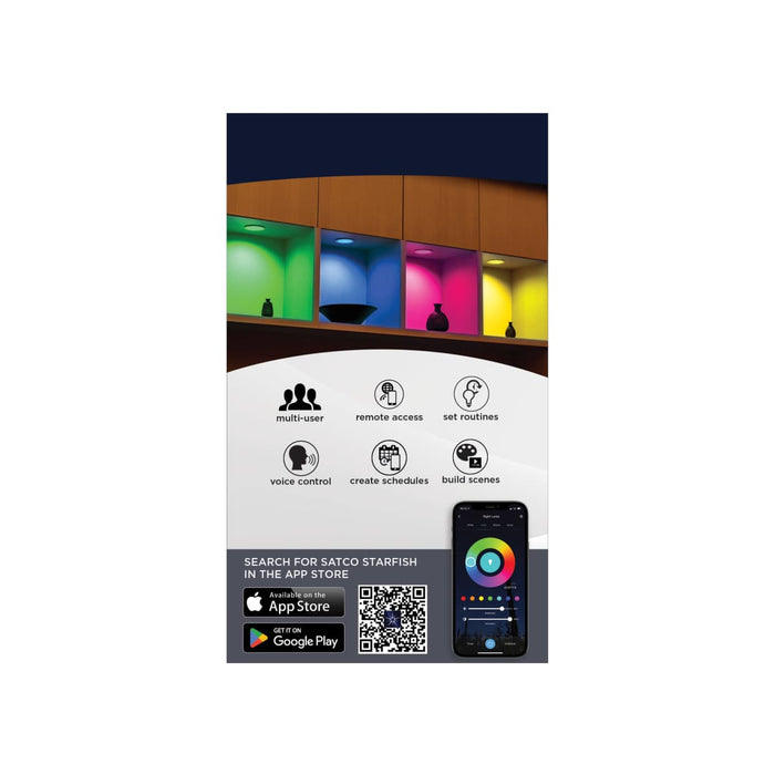 Downlight Retrofit Satco S11568 10.5 Watt - LED Retrofit Downlight - 4 Inch Round - Starfish IOT - RGB & Tunable White - 120 Volt - 90 CRI - White Finish Satco