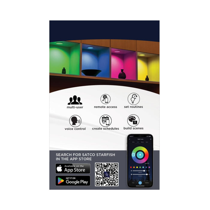 Downlight Retrofit Satco S11569 10.5 Watt - LED Retrofit Downlight - 4 Inch Square - Starfish IOT - RGB & Tunable White - 120 Volt - 90 CRI - White Finish Satco