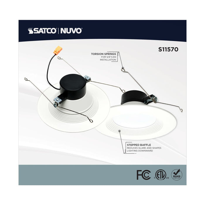 Downlight Retrofit Satco S11570 13 Watt - LED Retrofit Downlight - 5-6 Inch Round - Starfish IOT - RGB & Tunable White - 120 Volt - 90 CRI - White Finish Satco