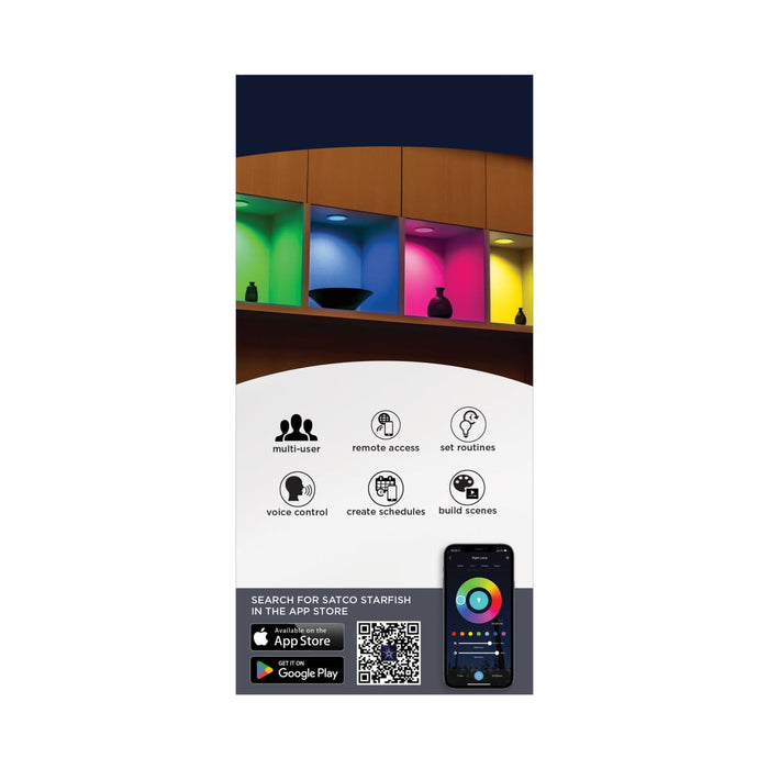 Downlight Retrofit Satco S11570 13 Watt - LED Retrofit Downlight - 5-6 Inch Round - Starfish IOT - RGB & Tunable White - 120 Volt - 90 CRI - White Finish Satco