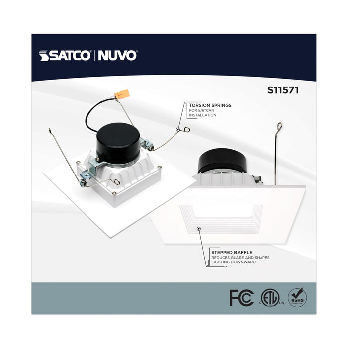 Downlight Retrofit Satco S11571 13 Watt - LED Retrofit Downlight - 5-6 Inch Square - Starfish IOT - RGB & Tunable White - 120 Volt - 90 CRI - White Finish Satco