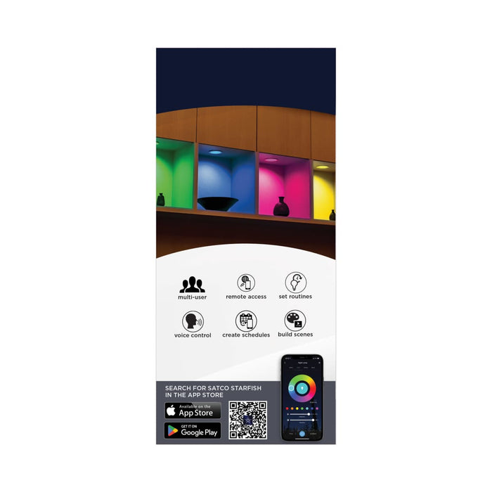 Downlight Retrofit Satco S11571 13 Watt - LED Retrofit Downlight - 5-6 Inch Square - Starfish IOT - RGB & Tunable White - 120 Volt - 90 CRI - White Finish Satco