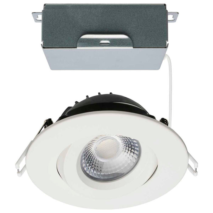Remote Driver LED Downlight Satco S11618R1 12 Watt LED Direct Wire Downlight - Gimbaled - 4 Inch - CCT Selectable - Round - Remote Driver - White Finish - 850 Lumens - 120 Volt Satco