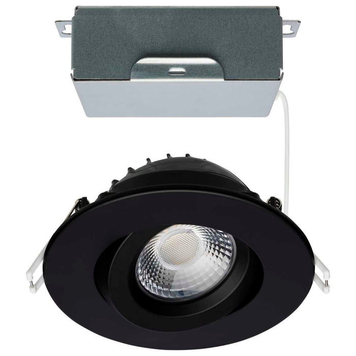 Remote Driver LED Downlight Satco S11619R1 12 Watt LED Direct Wire Downlight - Gimbaled - 4 Inch - CCT Selectable - Round - Remote Driver - Black Finish - 850 Lumens - 120 Volt Satco