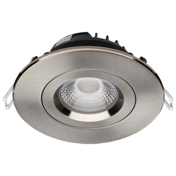 Remote Driver LED Downlight Satco S11620R1 12 Watt LED Direct Wire Downlight - Gimbaled - 4 Inch - CCT Selectable - Round - Remote Driver - Brushed Nickel Finish - 850 Lumens - 120 Volt Satco