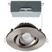 Remote Driver LED Downlight Satco S11620R1 12 Watt LED Direct Wire Downlight - Gimbaled - 4 Inch - CCT Selectable - Round - Remote Driver - Brushed Nickel Finish - 850 Lumens - 120 Volt Satco