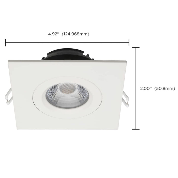 Remote Driver LED Downlight Satco S11621R1 12 Watt LED Direct Wire Downlight - Gimbaled - 4 Inch - CCT Selectable - Square - Remote Driver - White Finish - 850 Lumens - 120 Volt Satco