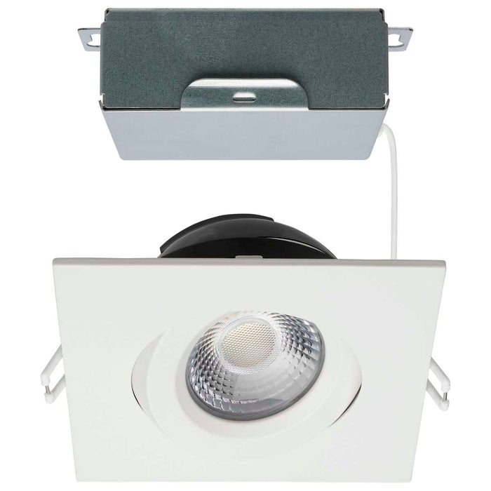 Remote Driver LED Downlight Satco S11621R1 12 Watt LED Direct Wire Downlight - Gimbaled - 4 Inch - CCT Selectable - Square - Remote Driver - White Finish - 850 Lumens - 120 Volt Satco