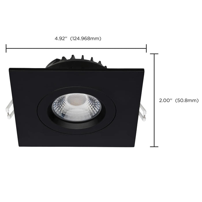 Remote Driver LED Downlight Satco S11622R1 12 Watt LED Direct Wire Downlight - Gimbaled - 4 Inch - CCT Selectable - Square - Remote Driver - Black Finish - 850 Lumens - 120 Volt Satco