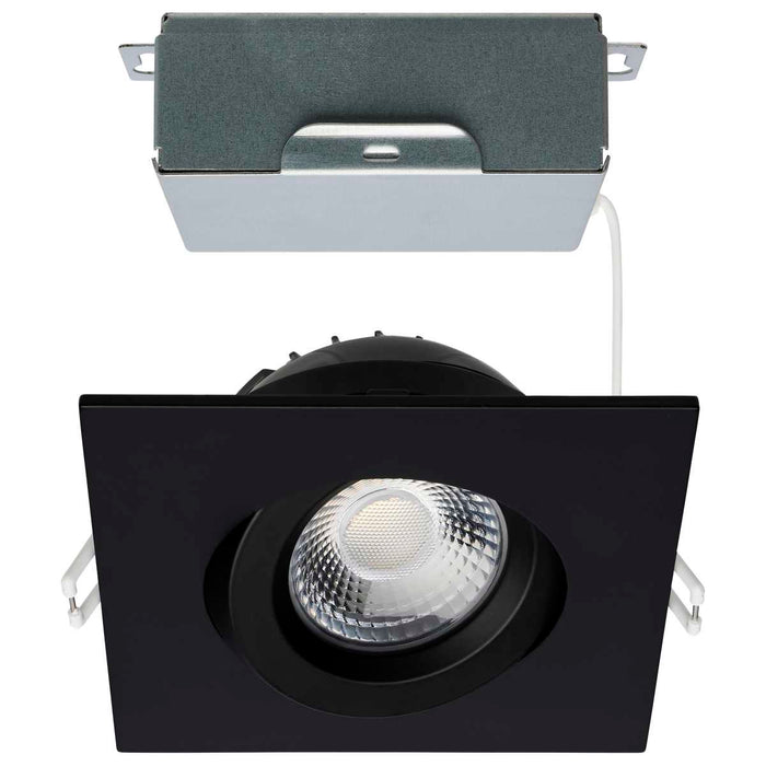 Remote Driver LED Downlight Satco S11622R1 12 Watt LED Direct Wire Downlight - Gimbaled - 4 Inch - CCT Selectable - Square - Remote Driver - Black Finish - 850 Lumens - 120 Volt Satco