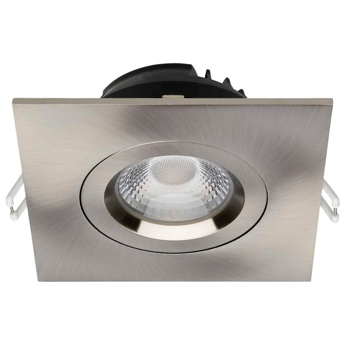 Remote Driver LED Downlight Satco S11623R1 12 Watt LED Direct Wire Downlight - Gimbaled - 4 Inch - CCT Selectable - Square - Remote Driver - Brushed Nickel Finish - 850 Lumens - 120 Volt Satco