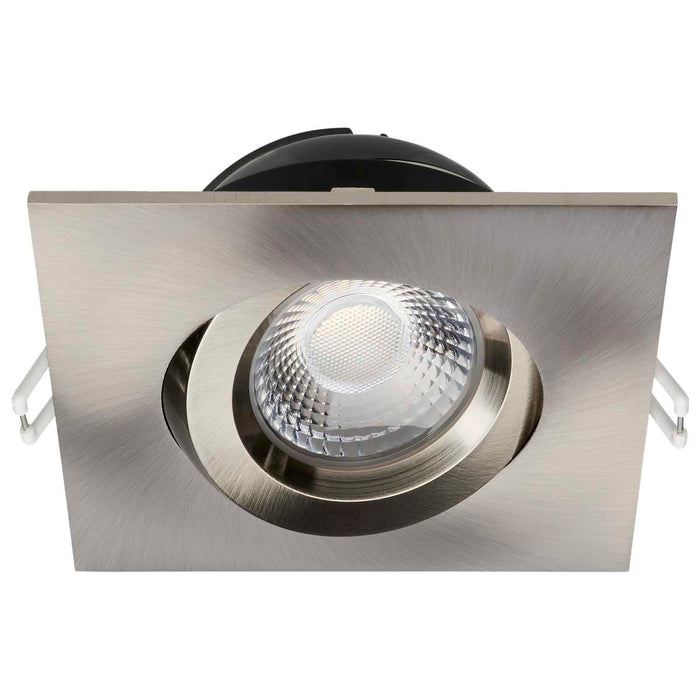 Remote Driver LED Downlight Satco S11623R1 12 Watt LED Direct Wire Downlight - Gimbaled - 4 Inch - CCT Selectable - Square - Remote Driver - Brushed Nickel Finish - 850 Lumens - 120 Volt Satco