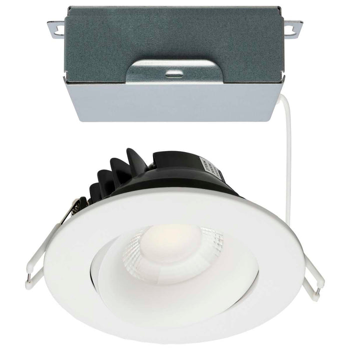 Remote Driver LED Downlight Satco S11624R1 12 Watt LED Direct Wire Downlight - Gimbaled - 3.5 Inch - CCT Selectable - Round - Remote Driver - White Finish - 840 Lumens - 120 Volt Satco