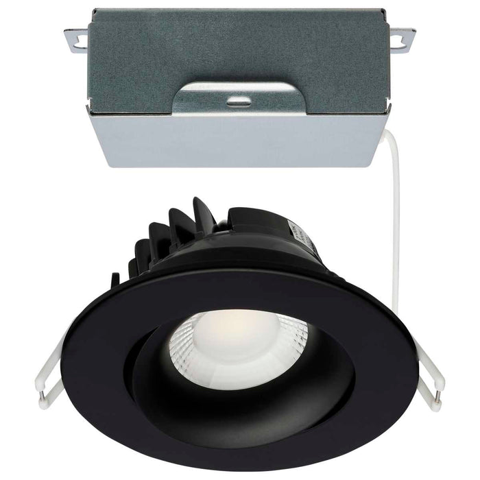 Remote Driver LED Downlight Satco S11625R1 12 Watt LED Direct Wire Downlight - Gimbaled - 3.5 Inch - CCT Selectable - Round - Remote Driver - Black Finish - 840 Lumens - 120 Volt Satco
