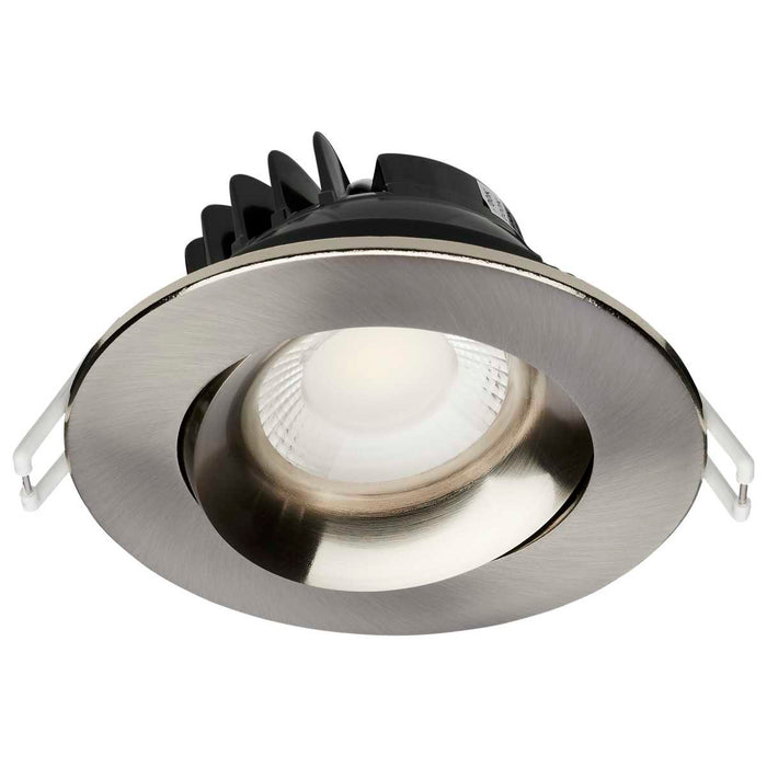 Remote Driver LED Downlight Satco S11626R1 12 Watt LED Direct Wire Downlight - Gimbaled - 3.5 Inch - CCT Selectable - Round - Remote Driver - Brushed Nickel Finish - 840 Lumens - 120 Volt Satco