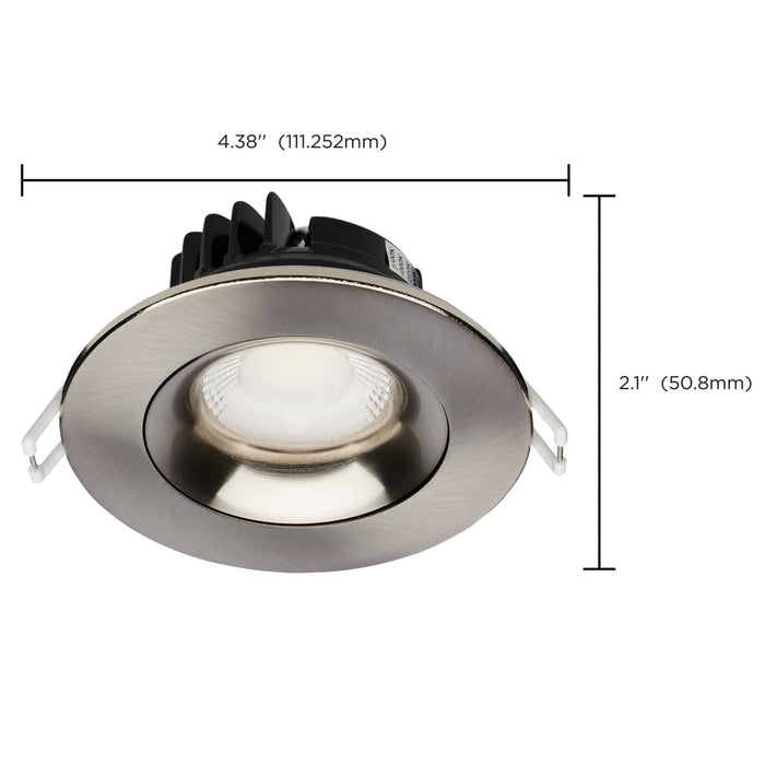 Remote Driver LED Downlight Satco S11626R1 12 Watt LED Direct Wire Downlight - Gimbaled - 3.5 Inch - CCT Selectable - Round - Remote Driver - Brushed Nickel Finish - 840 Lumens - 120 Volt Satco