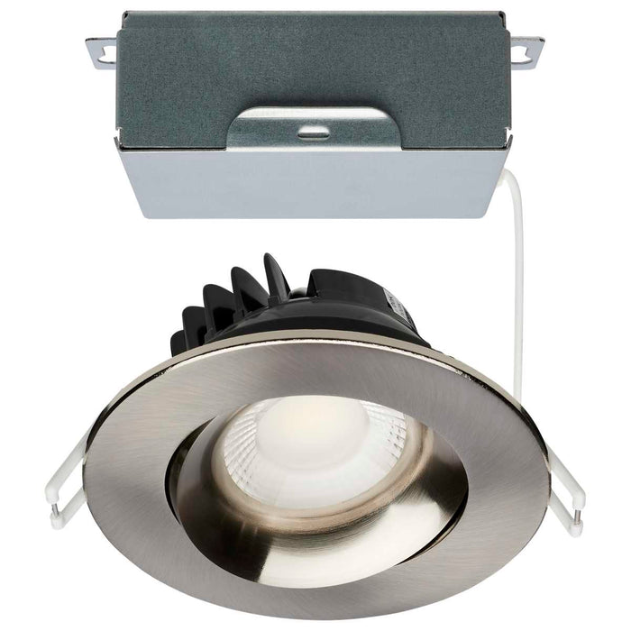 Remote Driver LED Downlight Satco S11626R1 12 Watt LED Direct Wire Downlight - Gimbaled - 3.5 Inch - CCT Selectable - Round - Remote Driver - Brushed Nickel Finish - 840 Lumens - 120 Volt Satco