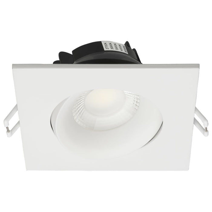 Remote Driver LED Downlight Satco S11627R1 12 Watt LED Direct Wire Downlight - Gimbaled - 3.5 Inch - CCT Selectable - Square - Remote Driver - White Finish - 840 Lumens - 120 Volt Satco