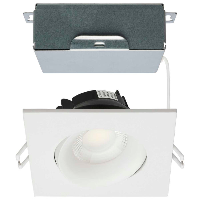 Remote Driver LED Downlight Satco S11627R1 12 Watt LED Direct Wire Downlight - Gimbaled - 3.5 Inch - CCT Selectable - Square - Remote Driver - White Finish - 840 Lumens - 120 Volt Satco