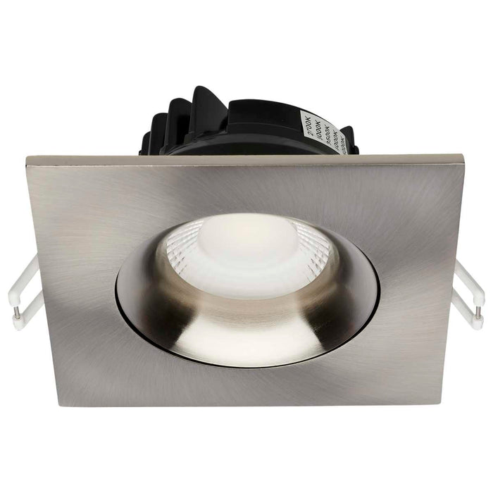 Remote Driver LED Downlight Satco S11629R1 12 Watt LED Direct Wire Downlight - Gimbaled - 3.5 Inch - CCT Selectable - Square - Remote Driver - Brushed Nickel Finish - 840 Lumens - 120 Volt Satco