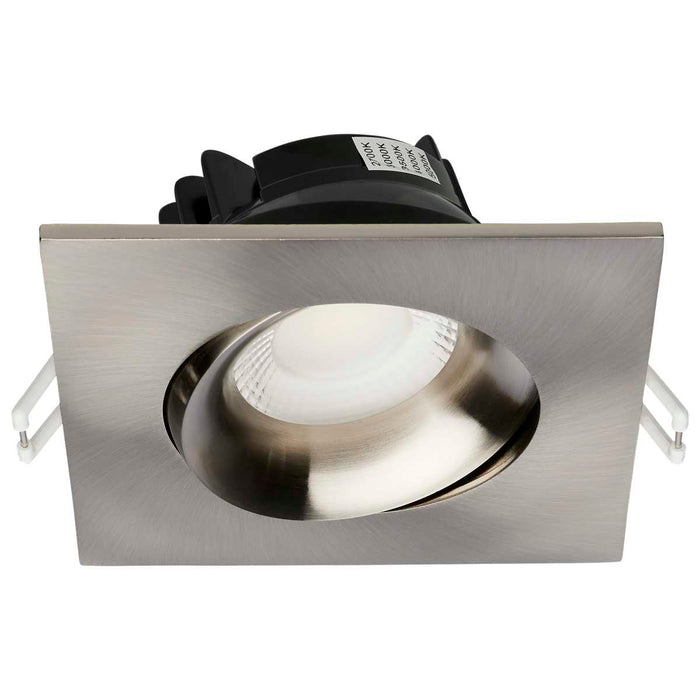 Remote Driver LED Downlight Satco S11629R1 12 Watt LED Direct Wire Downlight - Gimbaled - 3.5 Inch - CCT Selectable - Square - Remote Driver - Brushed Nickel Finish - 840 Lumens - 120 Volt Satco