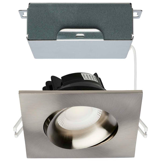 Remote Driver LED Downlight Satco S11629R1 12 Watt LED Direct Wire Downlight - Gimbaled - 3.5 Inch - CCT Selectable - Square - Remote Driver - Brushed Nickel Finish - 840 Lumens - 120 Volt Satco