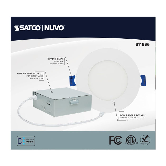 Downlight Satco S11636 Starfish - 8 Watt LED Direct Wire Downlight - 4-Inch - Remote Driver - RGBTW - Round - White Finish Satco