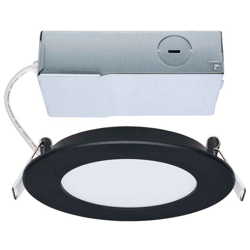 Remote Driver LED Downlight Satco S11685 8 Watt LED Direct Wire Performer Series Downlight - Remote Driver - 4 Inch - 27K/3K/35K/4K/5K CCT Selectable - Round - Flat Face - Black Finish Satco