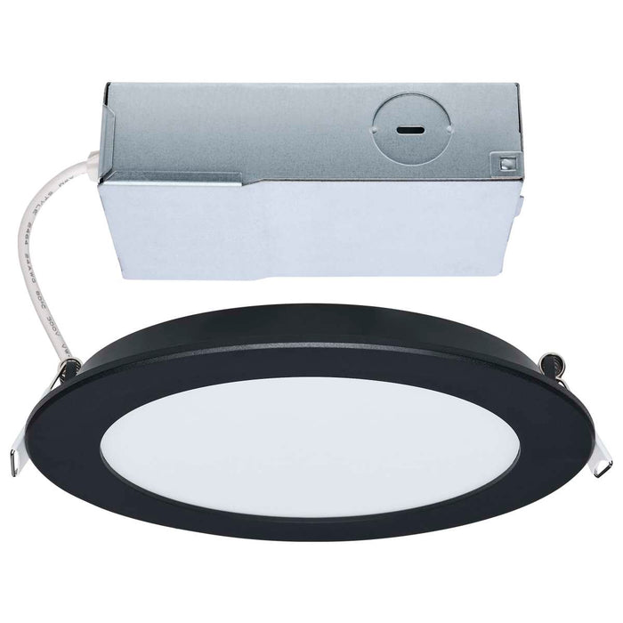 Remote Driver LED Downlight Satco S11686 11 Watt LED Direct Wire Performer Series Downlight - Remote Driver - 6 Inch - 27K/3K/35K/4K/5K CCT Selectable - Round - Flat Face - Black Finish Satco