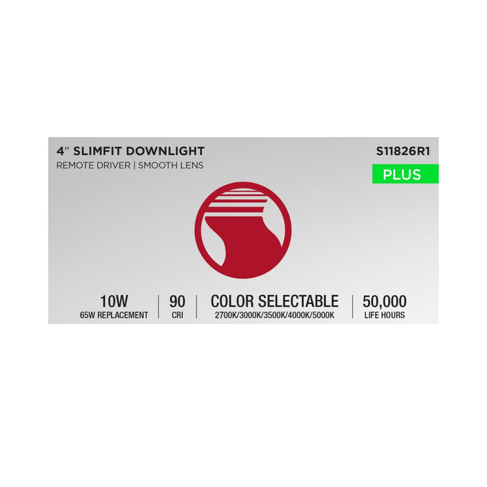 Direct Wire LED Downlight Satco S11826R1 10 Watt LED Direct Wire Downlight - Edge-lit - 4-Inch - CCT Selectable - Round - Remote Driver Satco