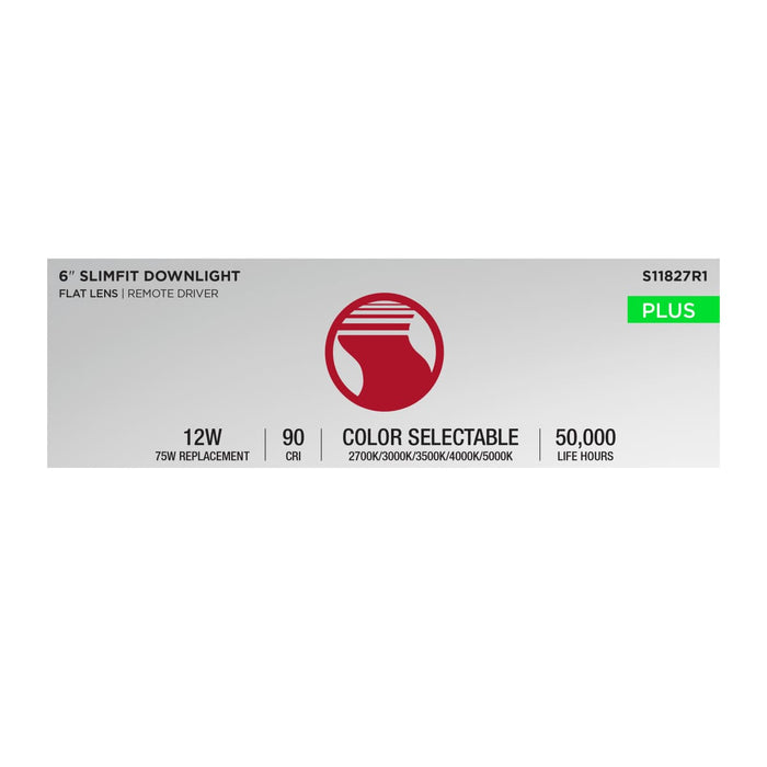 Direct Wire LED Downlight Satco S11827R1 12 Watt LED Direct Wire Downlight - Edge-lit - 6-Inch - CCT Selectable - Round - Remote Driver Satco