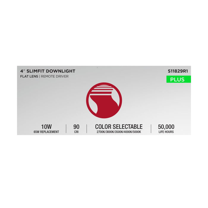 Direct Wire LED Downlight Satco S11829R1 10 Watt LED Direct Wire Downlight - Edge-lit - 4-Inch - CCT Selectable - Square - Remote Driver Satco