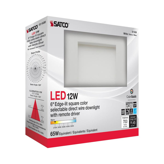  Satco S11830 12WLED/DW/EL/6/CCT-SEL/SQ/RD 6 Inch LED Square Downlight CCT Selectable LightStoreUSA