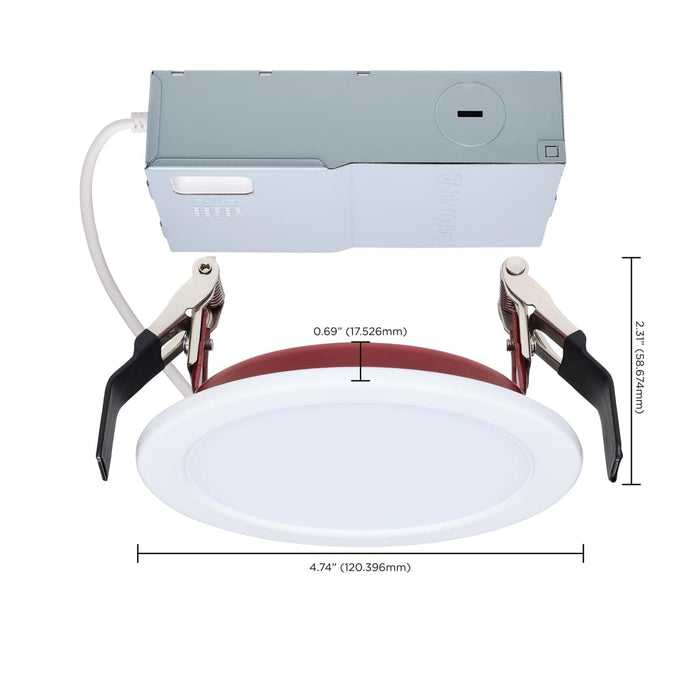 Remote Driver LED Downlight Satco S11864R1 10 Watt LED - Fire Rated 4 Inch Direct Wire Slim Fit Flat Face Downlight - Round Shape - White Finish - CCT Selectable - 120 Volts - Dimmable Satco