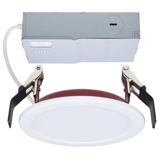 Remote Driver LED Downlight Satco S11864R1 10 Watt LED - Fire Rated 4 Inch Direct Wire Slim Fit Flat Face Downlight - Round Shape - White Finish - CCT Selectable - 120 Volts - Dimmable Satco