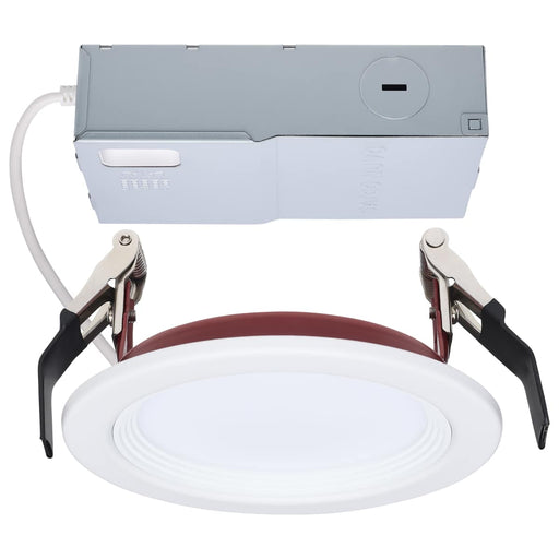 Remote Driver LED Downlight Satco S11865R1 10 Watt LED - Fire Rated 4 Inch Direct Wire Slim Fit Step Baffle Downlight - Round Shape - White Finish - CCT Selectable - 120 Volts - Dimmable Satco