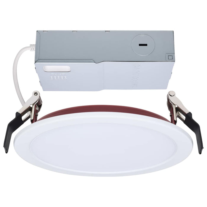 Remote Driver LED Downlight Satco S11866R1 13 Watt LED - Fire Rated 6 Inch Direct Wire Slim Fit Flat Face Downlight - Round Shape - White Finish - CCT Selectable - 120 Volts - Dimmable Satco