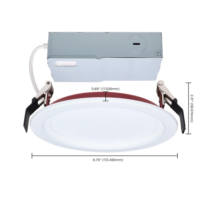 Remote Driver LED Downlight Satco S11867R1 13 Watt LED - Fire Rated 6 Inch Direct Wire Slim Fit Step Baffle Downlight - Round Shape - White Finish - CCT Selectable - 120 Volts - Dimmable Satco