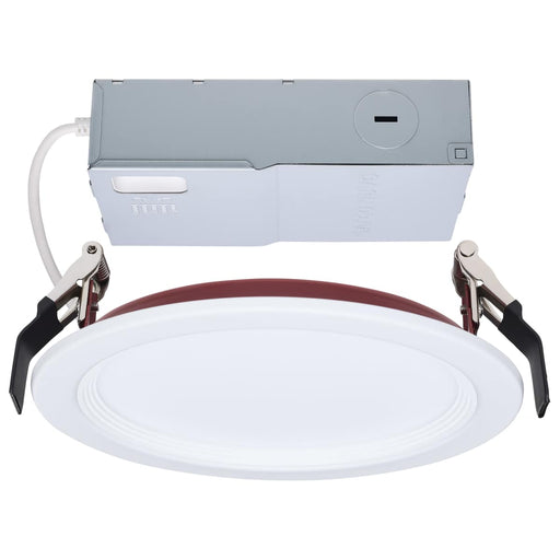 Remote Driver LED Downlight Satco S11867R1 13 Watt LED - Fire Rated 6 Inch Direct Wire Slim Fit Step Baffle Downlight - Round Shape - White Finish - CCT Selectable - 120 Volts - Dimmable Satco