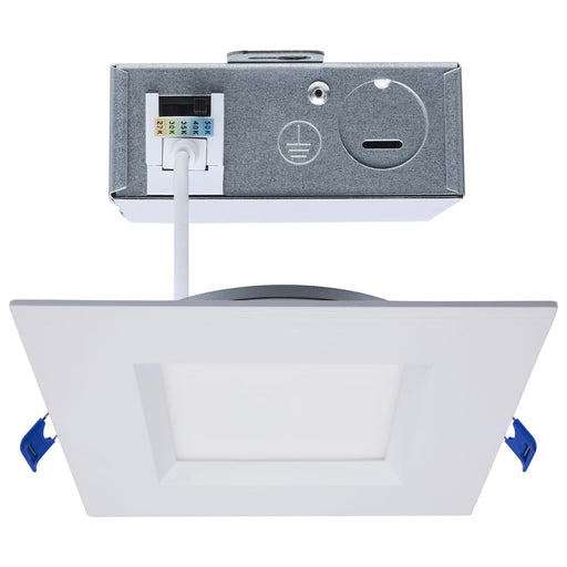 Direct Wire LED Downlight Satco S11873R1 12 Watt LED Direct Wire Downlight - Slimfit - Smooth Baffle - 6 Inch - CCT Selectable - Square - Remote Driver - White Finish Satco