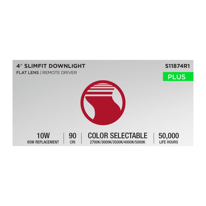 Direct Wire LED Downlight Satco S11874R1 10 Watt LED Direct Wire Downlight - 4-Inch - CCT Selectable - Round - Remote Driver - Black Finish Satco