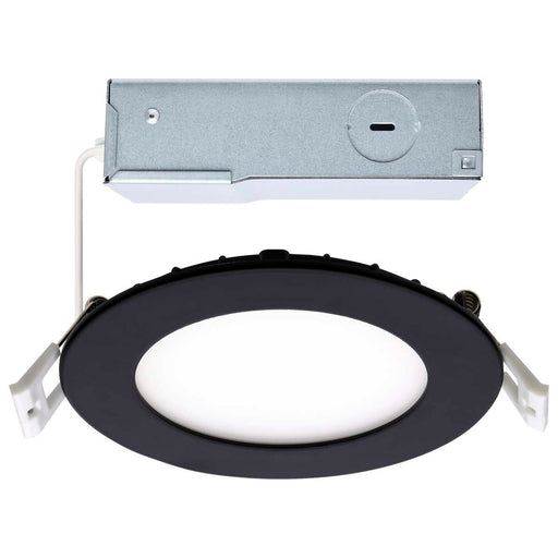 Direct Wire LED Downlight Satco S11874R1 10 Watt LED Direct Wire Downlight - 4-Inch - CCT Selectable - Round - Remote Driver - Black Finish Satco