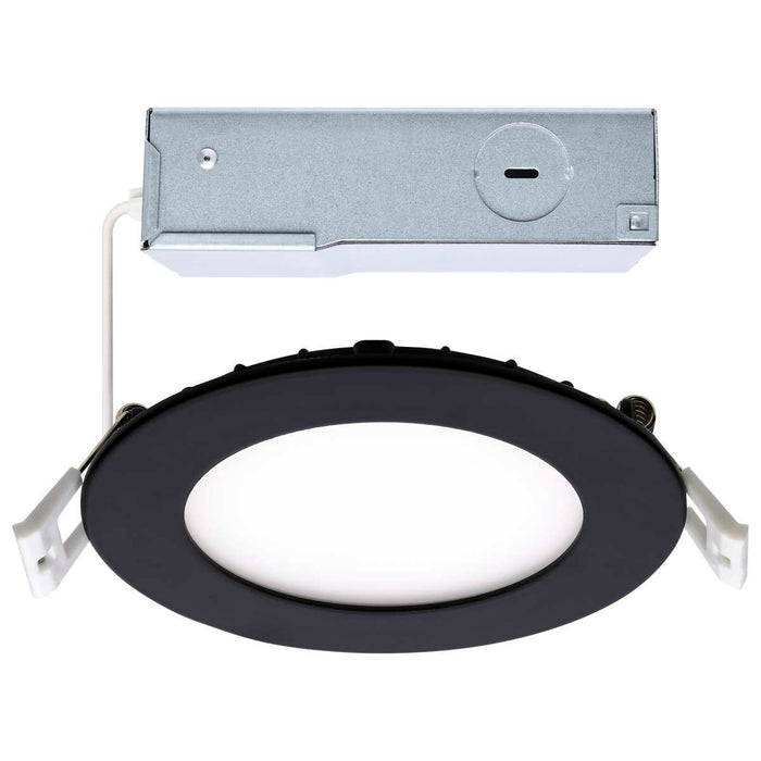 Direct Wire LED Downlight Satco S11874R1 10 Watt LED Direct Wire Downlight - 4-Inch - CCT Selectable - Round - Remote Driver - Black Finish Satco