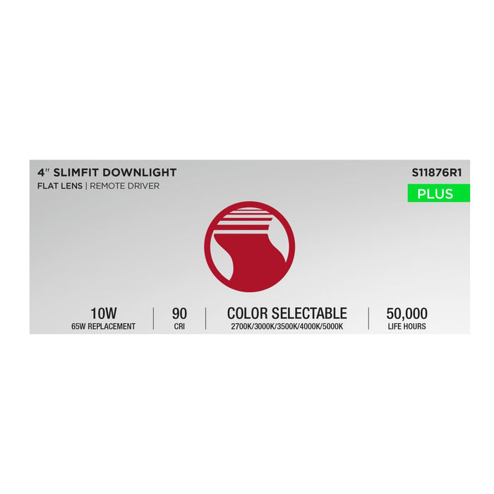 Direct Wire LED Downlight Satco S11876R1 10 Watt LED Direct Wire Downlight - 4-Inch - CCT Selectable - Square - Remote Driver - Black Finish Satco