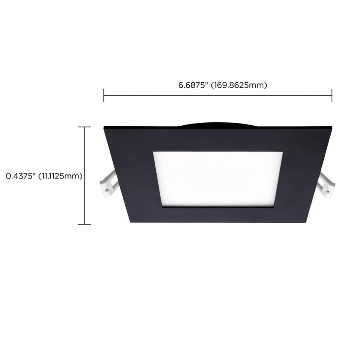 Remote Driver LED Downlight Satco S11877 12 Watt - LED Direct Wire Downlight - Edge-lit - 6 inch - CCT Selectable - 120 volt - Dimmable - Square - Remote Driver - Black Finish Satco